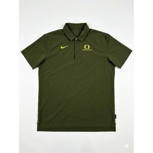 Nike Pullover Men Green Sz L Oregon Ducks 1/4Button Fleece Dri-Fit On-Field Logo